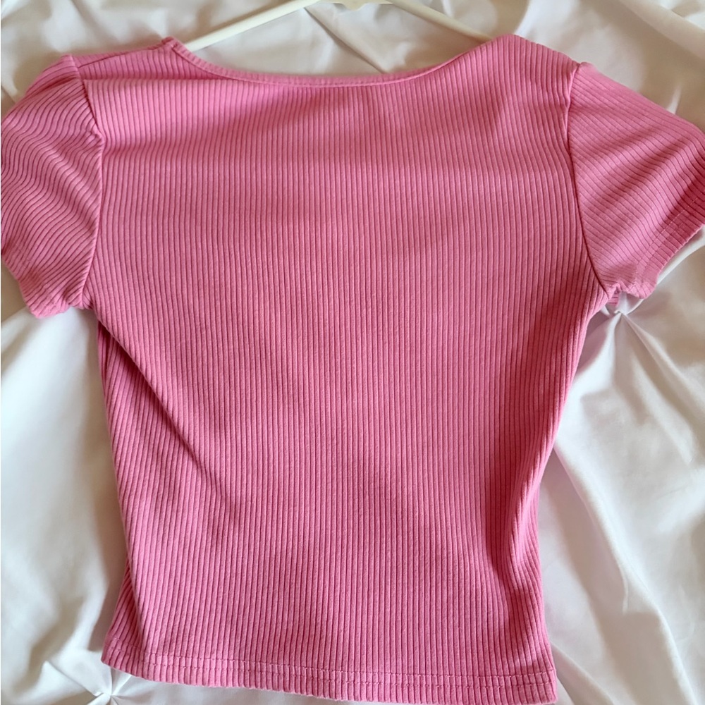 Pink Ribbed Crop Top - Picture 2 of 3